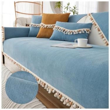 Imagem de SPXMQSS Capa para sofá, capa de sofá macia em forma de L, capas de sofá antiderrapantes de 1/2/3/4 lugares, capas de sofá para sofá protetor de móveis para sala de estar D 110 x 110 cm