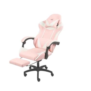 Imagem de Cadeira Gamer Ergonômica com Massagem Lombar USB - Ajustável, Suporte 150kg para Escritório e Jogos(Rosa)