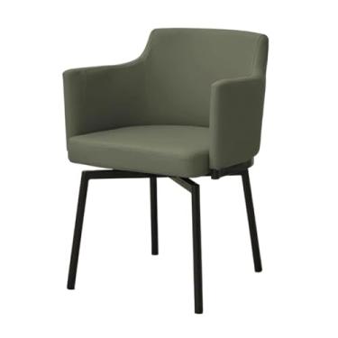 Imagem de SPXMQSS Cadeiras de sala de jantar, cadeiras de cozinha estofadas com encosto e pernas de metal, cadeiras de jantar giratórias de couro com apoios de braços para casa, escritório, sala de estar e