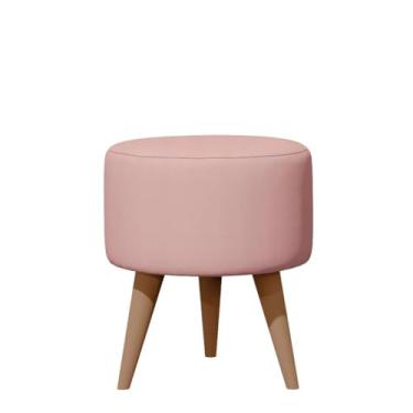 Imagem de Puff Redondo Luxo para Quarto ou Sala – Banqueta Estilo Penteadeira Decorativa(Apollo Rose)