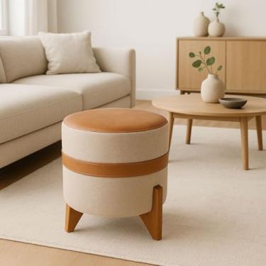 Imagem de Puff Decorativo Estofado Sala Quarto Bancada Confortável Redondo Moderno Premium