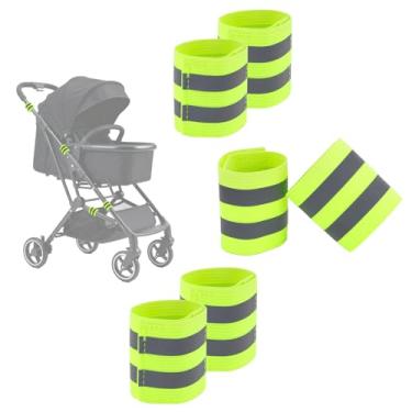 Imagem de Conjunto de 6 Faixas Refletoras para Carrinhos de Bebé, Fita Refletora Elástica Alta Visibilidade Segurança Luzes Carrinhos Bebé para Caminhadas Noturnas e Ciclismo