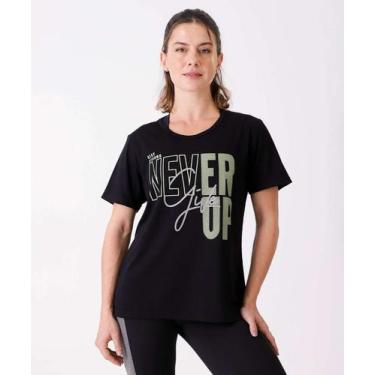 Imagem de Blusa Feminina Fitness Estampada Marisa-02070, Preto, GG