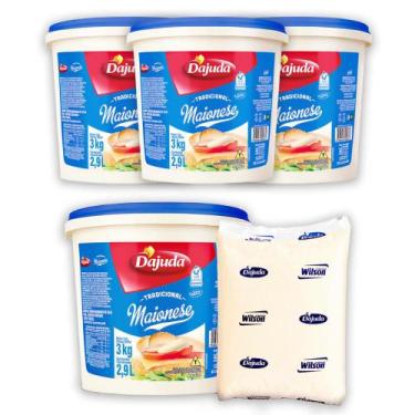 Imagem de 4Un Maionese DAjuda Refil 3Kg Para Restaurante Lanches Petiscos Pastéi
