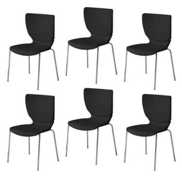 Imagem de Kit 6 Cadeiras Empilháveis Base Aço Tubular Mono - Prima Design