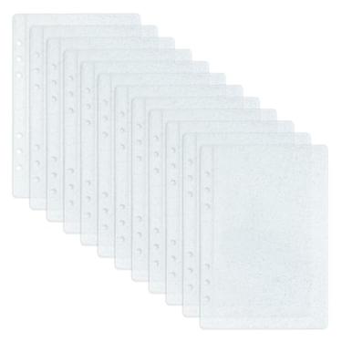 Imagem de 12 bolsos para fichário A5 com 6 furos, envelopes econômicos para dinheiro, organizador de pastas de dinheiro sem zipless com glitter, bolsas laterais de PVC