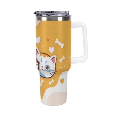 Imagem de Copo de carro de grande capacidade de 1,134 g, copo Stanley, animais fofos, Shiba Inu Ragdoll, gato, aço inoxidável, isolado a vácuo, copo de café selado para suporte de copo de carro e ao ar livre à