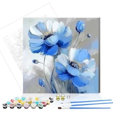 Imagem de bestact Kits de pintura de papoula emoldurada por números para adultos, pintura de flores por números com moldura para iniciantes em tela, kits de pintura DIY fáceis para decoração de parede de casa e