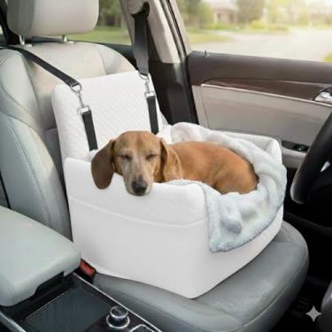 Imagem de ALL GOOD PET SUPPLIES Assento de carro para cães pequenos/médios, assento de carro para cães, almofada elevada de espuma de memória, totalmente removível e lavável, 2 coleiras de segurança de encaixe