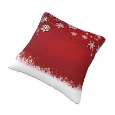 Imagem de Almofada quadrada decorativa de Natal - Design reversível, zíper oculto, poliéster macio para sofá, cama e carro - Hipoalergênico 45,7 x 45,7 cm