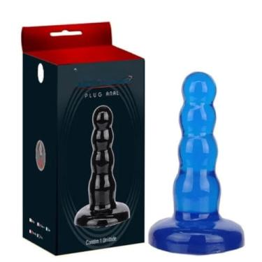 Imagem de Plug Anal Sem Vibro 4 Gomos Iniciante Sinuoso Treinamento Progressivo 12.5x3cm Plug Dilatador KT415 (AZUL)