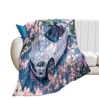 Imagem de HouLaiZhe Cobertor super macio de flanela JDM carro S2000 conversível flores de cerejeira cobertores leves refrescantes para sofá-cama cadeira sofá carro viagem ao ar livre leve quente 101,6 cm x