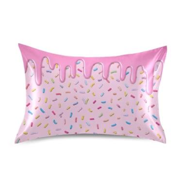 Imagem de Wassud Fronha de cetim fluida creme para cabelo e pele fronhas de seda lisa tamanho padrão capas de travesseiro respiráveis com fecho de envelope