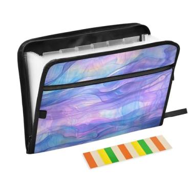 Imagem de Wassud Acordeão de arte abstrata organizador de arquivos de letras A4 pastas de arquivo de papel organizador de documentos fólio com etiquetas pasta de arquivo expansível 13 bolsos