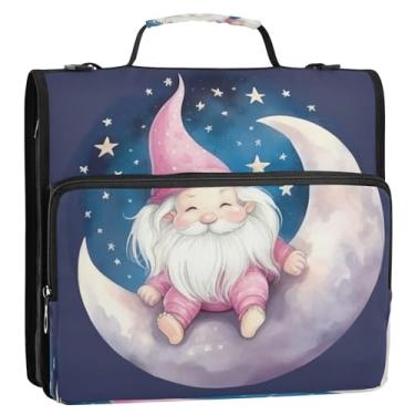 Imagem de Wassud Fichário Elfo iluminado pela lua com 3 anéis com alça de ombro e alça de vários bolsos, organizador de pastas expansíveis