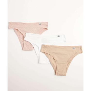 Imagem de Kit 3 Calcinhas Biquíni DelRio-26015, Rosa, Branco, GG