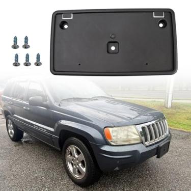 Imagem de Moldura de placa de licença frontal para Jeep Grand Cherokee 2004-2010 para Commander 2006-2010 para-choque dianteiro suporte de placa de carro substituição # 55156796AA Partslink # CH1068113