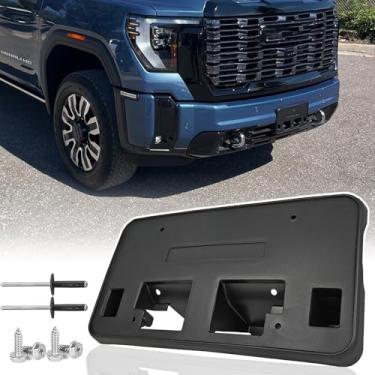 Imagem de Moldura de placa de licença frontal para GMC Sierra 2500 HD 3500 HD 2024 2025 Suporte de suporte de placa de carro de para-choque dianteiro Substituição # 85650574 Partslink # GM1068257