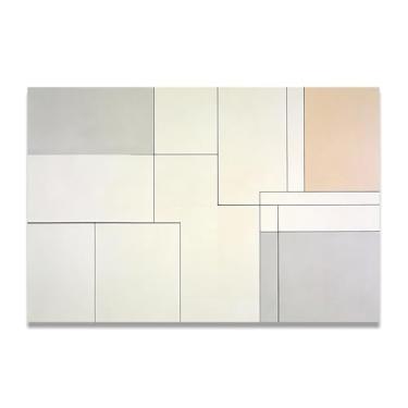 Imagem de LKXGRRSFG Geometria da beleza Arte em tela minimalista: Serenidade tons neutros grande área em branco para decoração de espaço calmo 11,20 x 45 cm sem moldura
