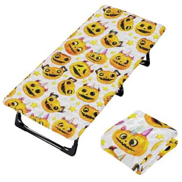 Imagem de Burbuja Lençol de berço de abóbora de Halloween para crianças, lençol de cochilo acolchoado portátil com faixa elástica para meninas e meninos, lavável na máquina, 63,5 x 127 cm