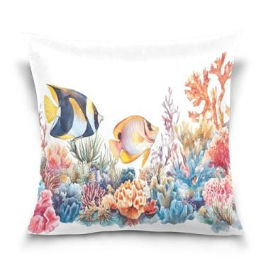 Imagem de Burbuja Capas de almofada 40,6 x 40,6 cm, capa de almofada de veludo macio com peixes marinhos decorativos para sofá, sofá, sala de estar, quarto
