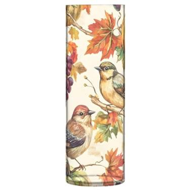 Imagem de CEBUGI Vaso de flores padrão de Ação de Graças, 10 x 30 cm, vaso cilíndrico para flores, vaso transparente inquebrável para decoração de casa de festa de casamento