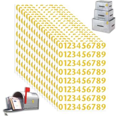 Imagem de 20 folhas no total de 1600 peças de adesivos de vinil dourados resistentes à água 2,5 cm, números de vinil autoadesivos 0-9, etiquetas numéricas para caixa de correio, endereço, lixeiras, placas