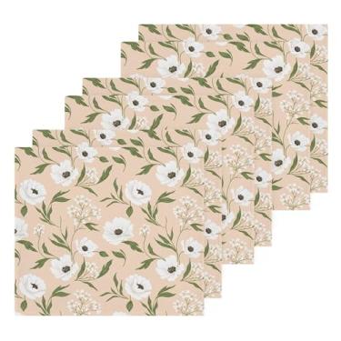 Imagem de Burbuja Pacote com 6 toalhas de algodão com flores, toalhas de rosto altamente macias e absorventes para banheiro, mão, cozinha, academia, limpeza, 30 x 30 cm