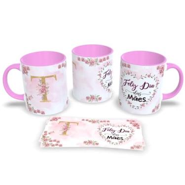 Imagem de Caneca de Porcelana Com Alça e Interior Rosa Estampa Alfabeto das Mães (T)