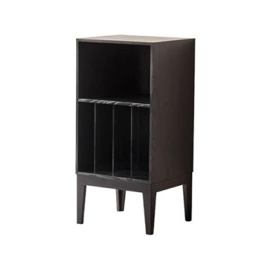 Imagem de Suporte para armazenamento de CDs Armário multifuncional para discos de vinil, mesa lateral madeira para sala estar e quarto
