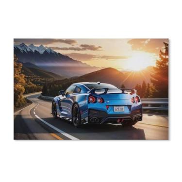 Imagem de HouLaiZhe R35 Jdm carro esporte nascer do sol pôsteres fixes parede parede estética decoração de sala de parede impressões galeria sala decoração de parede para quarto sala de estar escritório 11 x 17