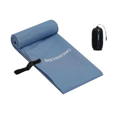 Imagem de Bee Nesting Toalhas ultraleves de secagem rápida para mochila, toalha de microfibra, acessórios de mesa para caminhadas, praia, academia, natação, toalhas de bolso (GG azul-marinho