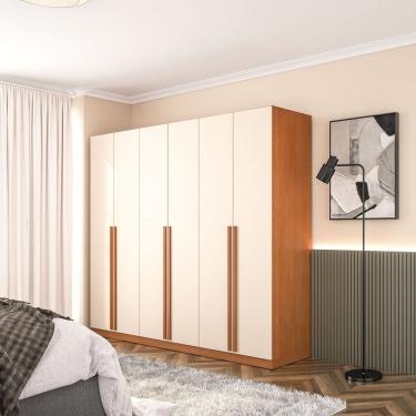 Imagem de Guarda-roupa 6 Portas Modular sem Maleiro Luna Freijo/Creme