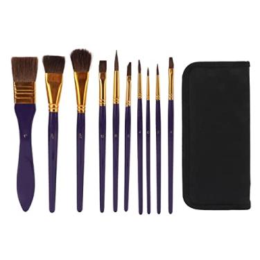 Imagem de SIWOTED 10 unidades pincel pincel caneta de lã de nylon com bolsa de armazenamento para aquarela acrílica