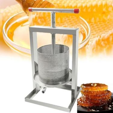 Imagem de Prensa Manual para Mel, Extrator de Cera de Abelha em Aço Inoxidável, Prensa para Sidra, Prensa para Vinho com Malha, Ferramentas para Apicultura/Vinificação (4 litros)
