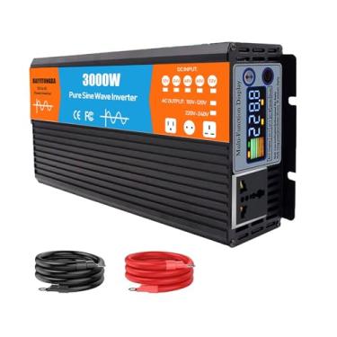 Imagem de Inversor de potência de 3000W com onda senoidal pura, conversor de CC 12 V/24 V/48 V/60 V/72 V para CA 120 V/240 V, inversor de potência para carro, RV, caminhão, energia solar,60V to 220V 60Hz