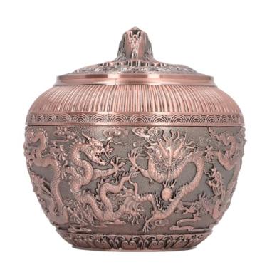 Imagem de SIWOTED Recipiente de armazenamento de chá solto de metal, saco de chá hermético, frasco de chá bronzeado requintado para açúcar e sal (Cobre Vermelho Tamanho Grande)