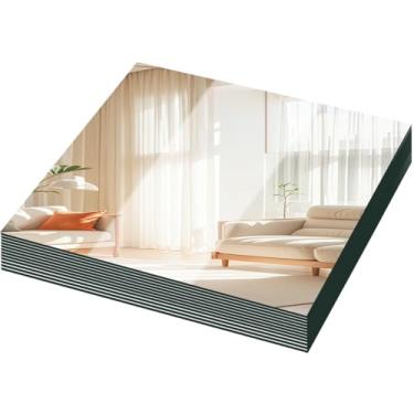 Imagem de Pacote com 14 espelhos quadrados para centros de mesa de mesa de 25,4 cm bandeja acrílica para espelho montado na parede espelho a granel para placa de vela casamento mesa de Natal centros de mesa