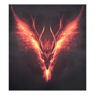 Imagem de Red Fire Dragon Capa magnética para lava-louças ímã reutilizável adesivos de geladeira adesivo de geladeira 58 x 66 cm