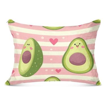 Imagem de Linda fronha engraçada com zíper decorativa rosa abacate fronha padrão queen king size fronha fofa para sofá cama de casa, tamanho king, 50,8 cm x 101,6 cm