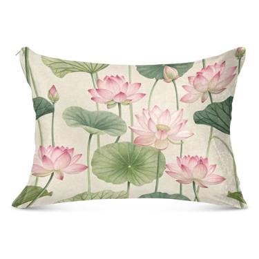 Imagem de Capa de travesseiro floral verde bege felpudo com zíper fronha King Queen padrão fronhas artísticas fronhas corporais, tamanho king, 50,8 cm x 101,6 cm