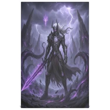 Imagem de Joisal Toalhas de prato roxas de desenho animado de guerreiro legal para decoração de cozinha toalha de chá de mão pratos de lavagem fofos absorventes de secagem rápida 45 x 71 cm, 4 pacotes com 4