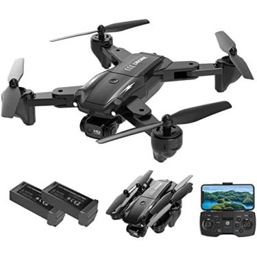 Imagem de Drone Com Câmera Para Crianças, Mini Drones FPV HD 8K Para Adultos Iniciantes, Quad Air Hobby RC Quadcopters E Multirotores, Brinquedos, 2 Baterias, 60 Minutos De Tempo De Voo,Escuro,YUYANAIAI