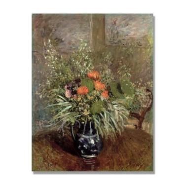 Imagem de NHLDZYH Quadro para cozinha - ainda vida vintage de flores - natureza morta em tela - decoração de parede romântica e acolhedora. B49. 40 x 50 cm apenas tela