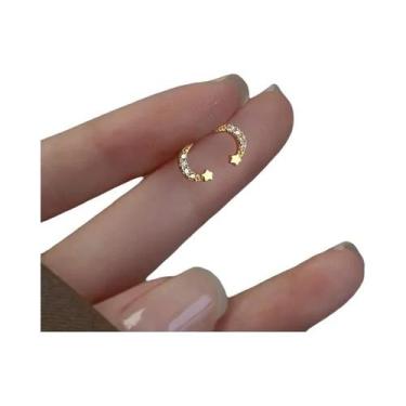 Imagem de Brincos De Zircônia Em Forma De Ferradura Com Agulha De Prata 925 Para