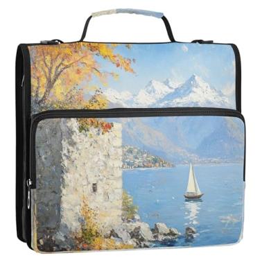 Imagem de Fichário escolar Lake Mountain Sail branco com 3 anéis com zíper e alça