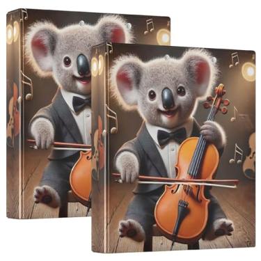 Imagem de Linda serenata para violoncelo de coala, 3 argolas de 3 cm, comporta 200 folhas, portfólio fofo, fichário redondo, 31,5 x 27 x 6 cm, 1 pacote