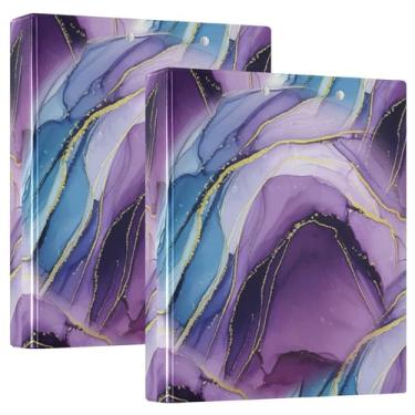 Imagem de Fichários personalizados de 3 anéis roxos e azuis de 3 cm para fichários de 200 folhas, pastas de caderno, anel redondo, 31,5 x 27 x 6 cm, 1 pacote