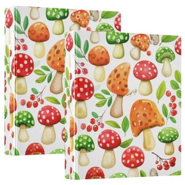 Imagem de Fichários de 3 anéis brancos de cogumelos fofos 3,8 cm comporta 200 folhas fofas pastas de portfólio floral anel redondo fichário resistente, 31,5 x 27 x 6 cm, 1 pacote