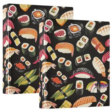 Imagem de Fichários Hearty Sushi Food Print de 3,8 cm, 3 argolas, 200 folhas, fofo, prancheta, floral, redondo, fichário de apresentação, 31,5 x 27 x 6 cm, 1 pacote
